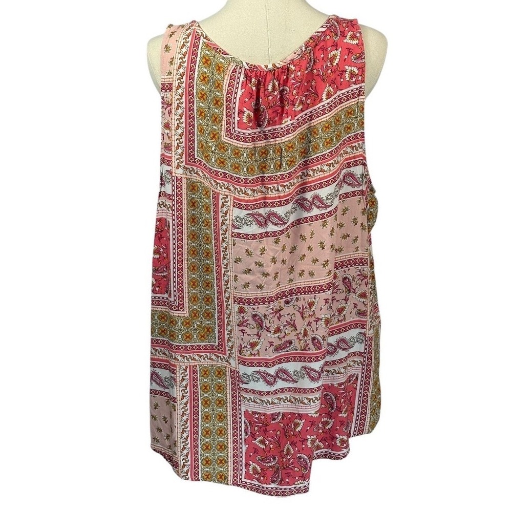 Sonoma 100% Rayon Pink‎ & Orange Paisley Print Tank Top (Size XL) - Picture 2 of 3